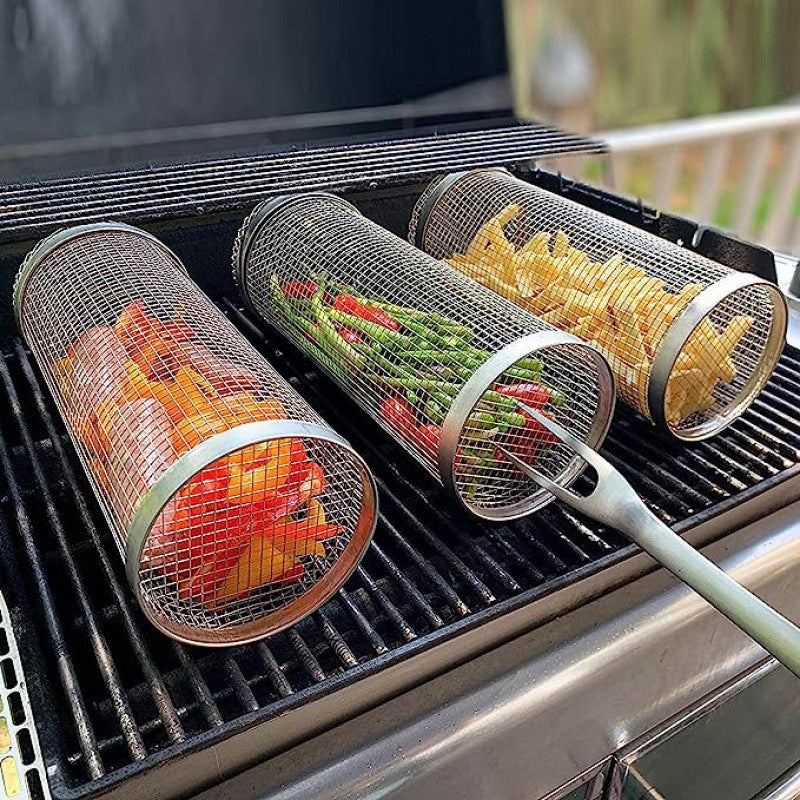 Roasting Basket in Stainless Steel for Vegetables, Fish, and Skewers
