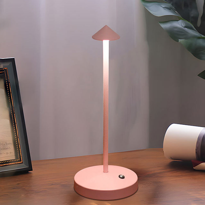 Modern Triangle Cone LED Table Lamp in Round Acrylic and Iron for Living Room