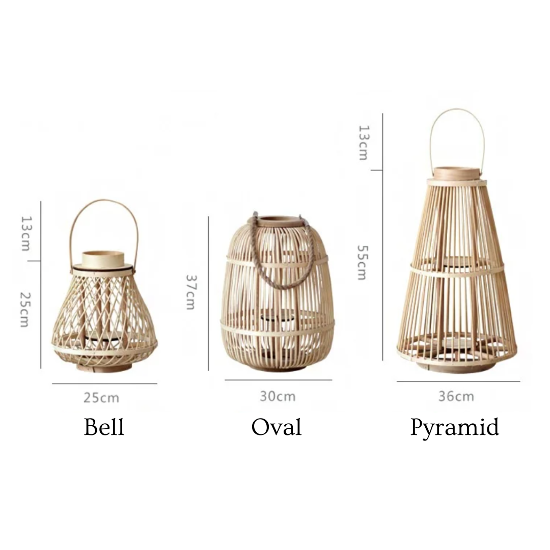 Outdoor and Tabletop Rattan Lantern with Flameless Candle