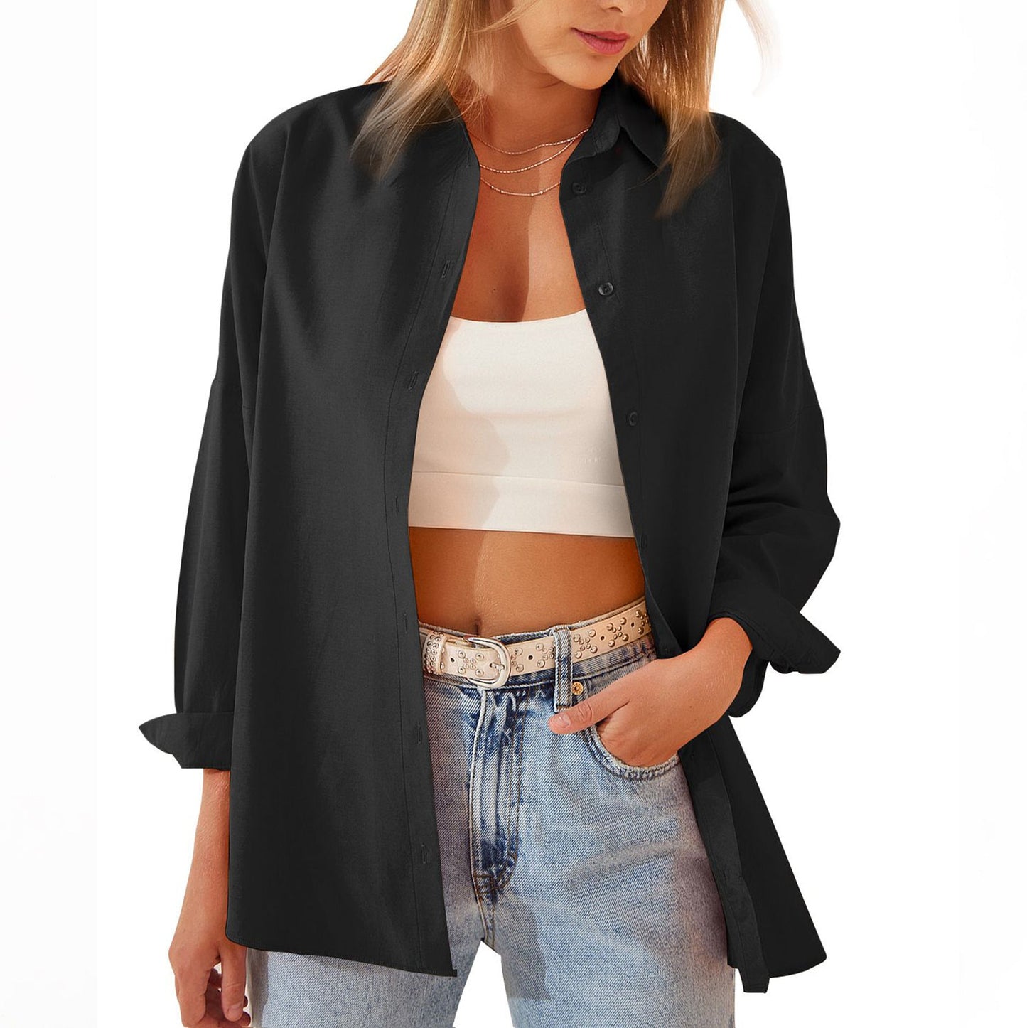Vibrant Elegance - Chic Button-Down Blouse