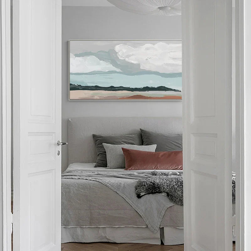 Abstract Landscape Canvas Print in Neutral Tones for Modern Living Room