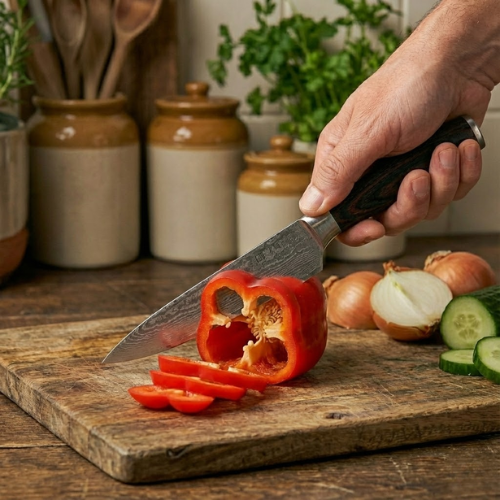 20 cm Professional Kitchen Knife with Resin-Wood Handle - Steel Chef's Style