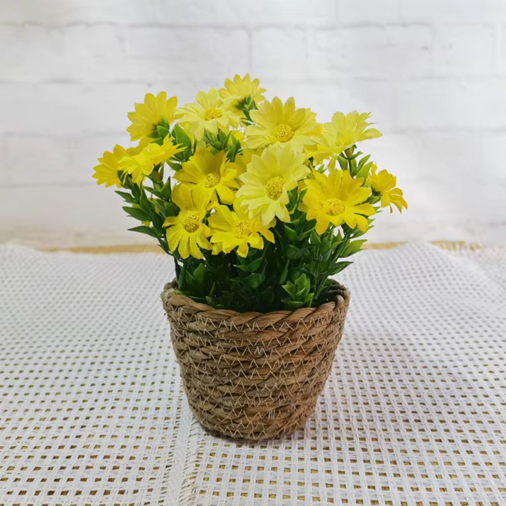 Vibrant Green Mini Faux Plant in Decorative Pot
