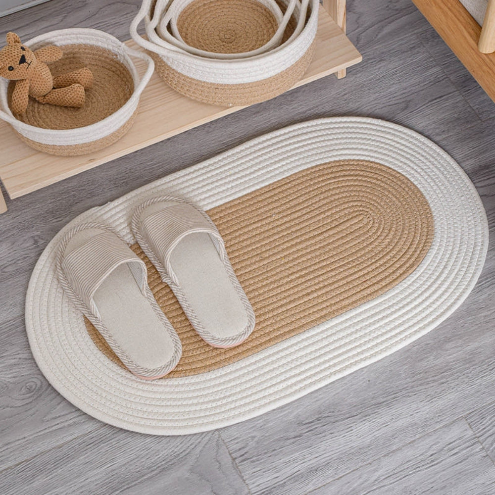Natural Woven Oval Rug for Cozy Interiors