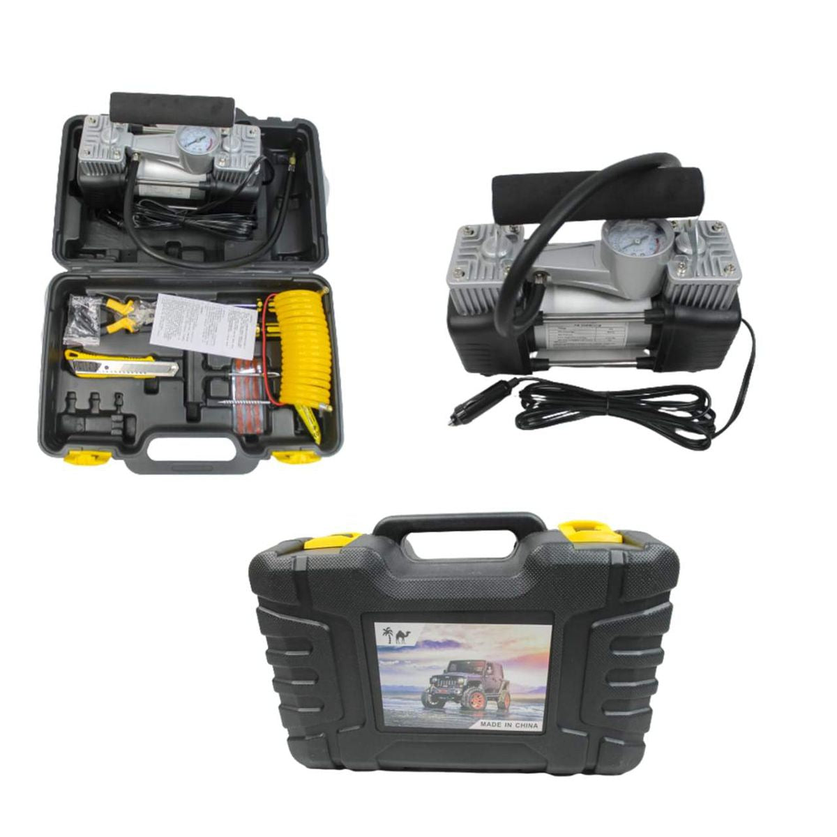 Portable Dual Cylinder Car Air Pump with Accessories