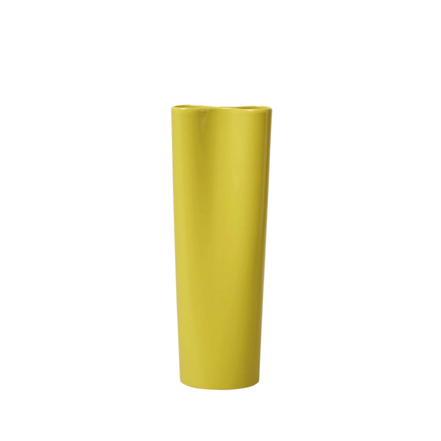Tall Pinched Ceramic Vase in Modern Kowhai for Home Decor