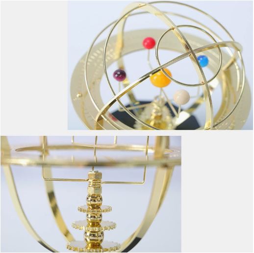 Handcrafted Brass Solar System Model – Grand Orrery with 5 Planets