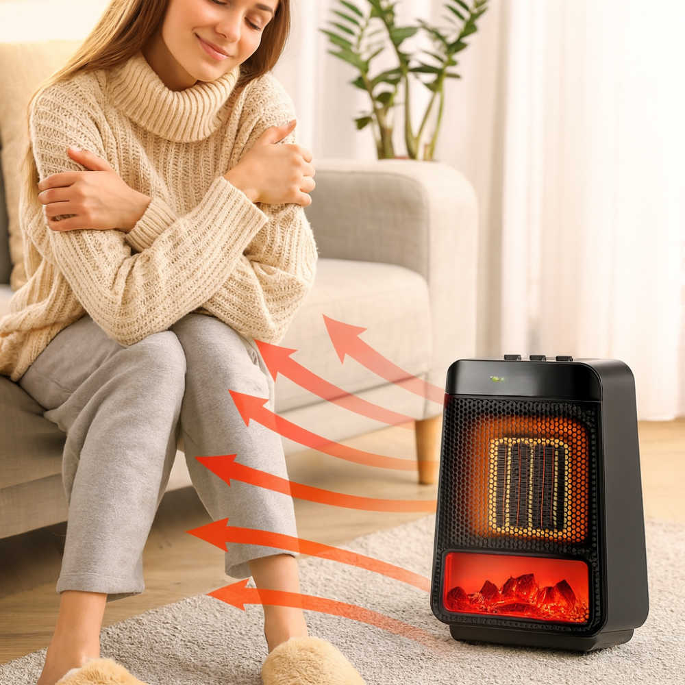 Remote-Controlled Portable Electric Heater with Adjustable Settings