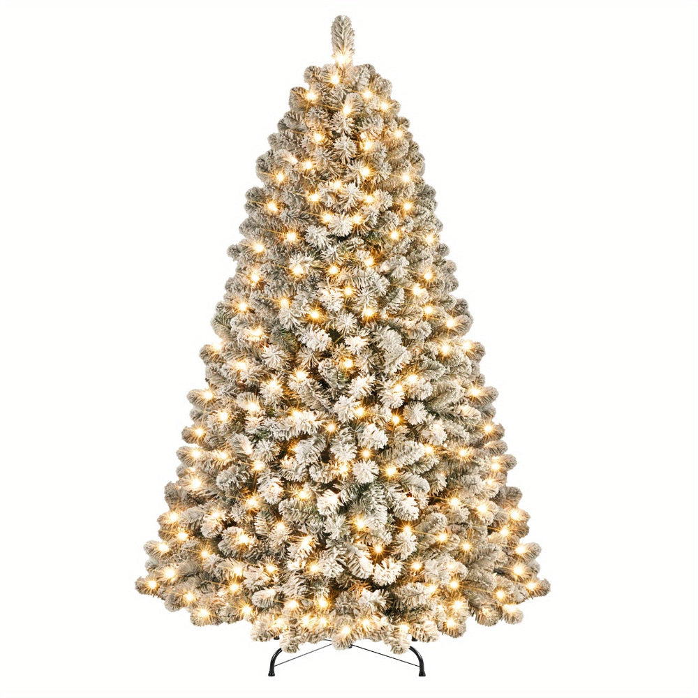 Snowy Elegance: Pre-Lit Flocked Pine Christmas Tree