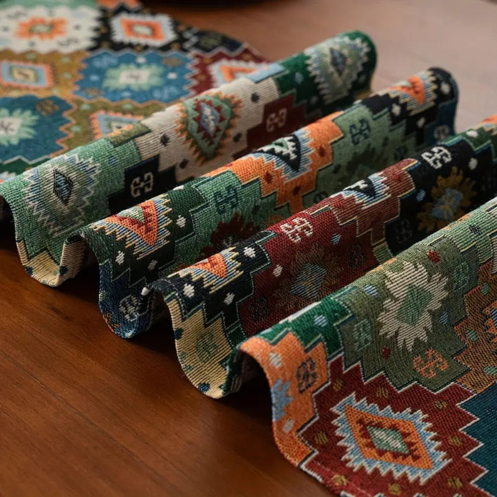 Vibrant Geometric Tassel Table Runner for Stylish Decor