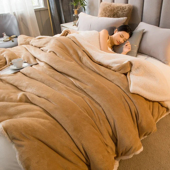 Reversible Wool Blanket – Flannel & Cashmere Winter Warm Throw