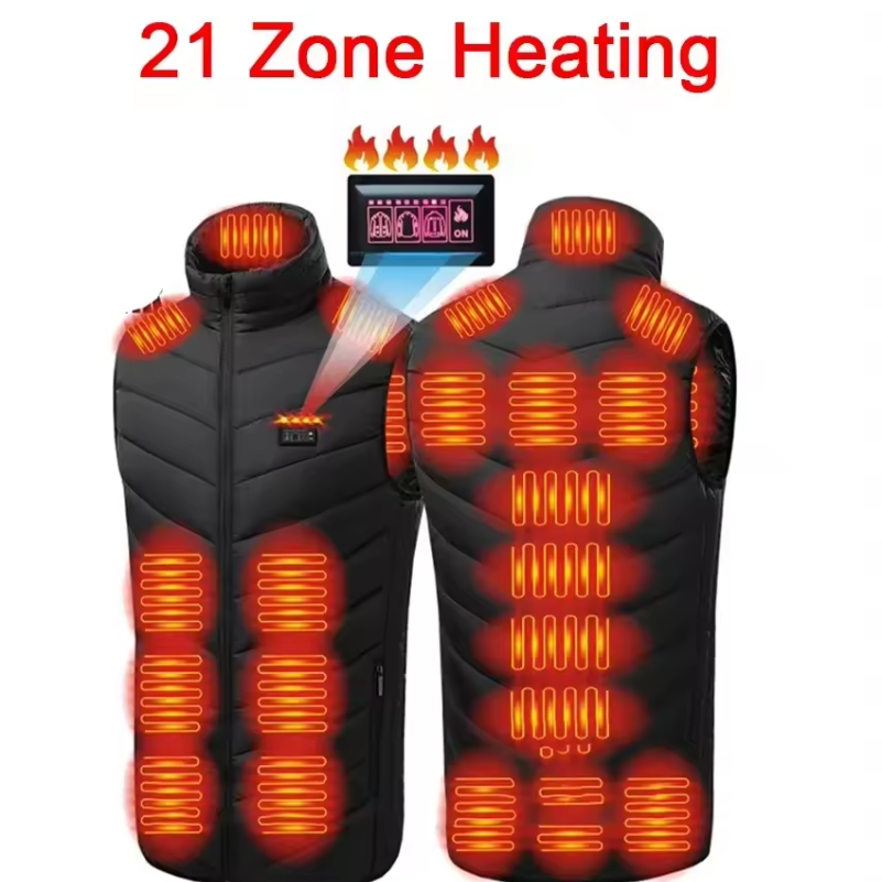 Down Jacket with Electric Heating and 21 Customizable Heat Zones