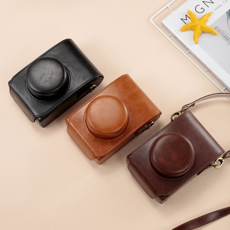 Leather Camera Case Bag with Strap for FUJIFILM X100VI (Coffee)