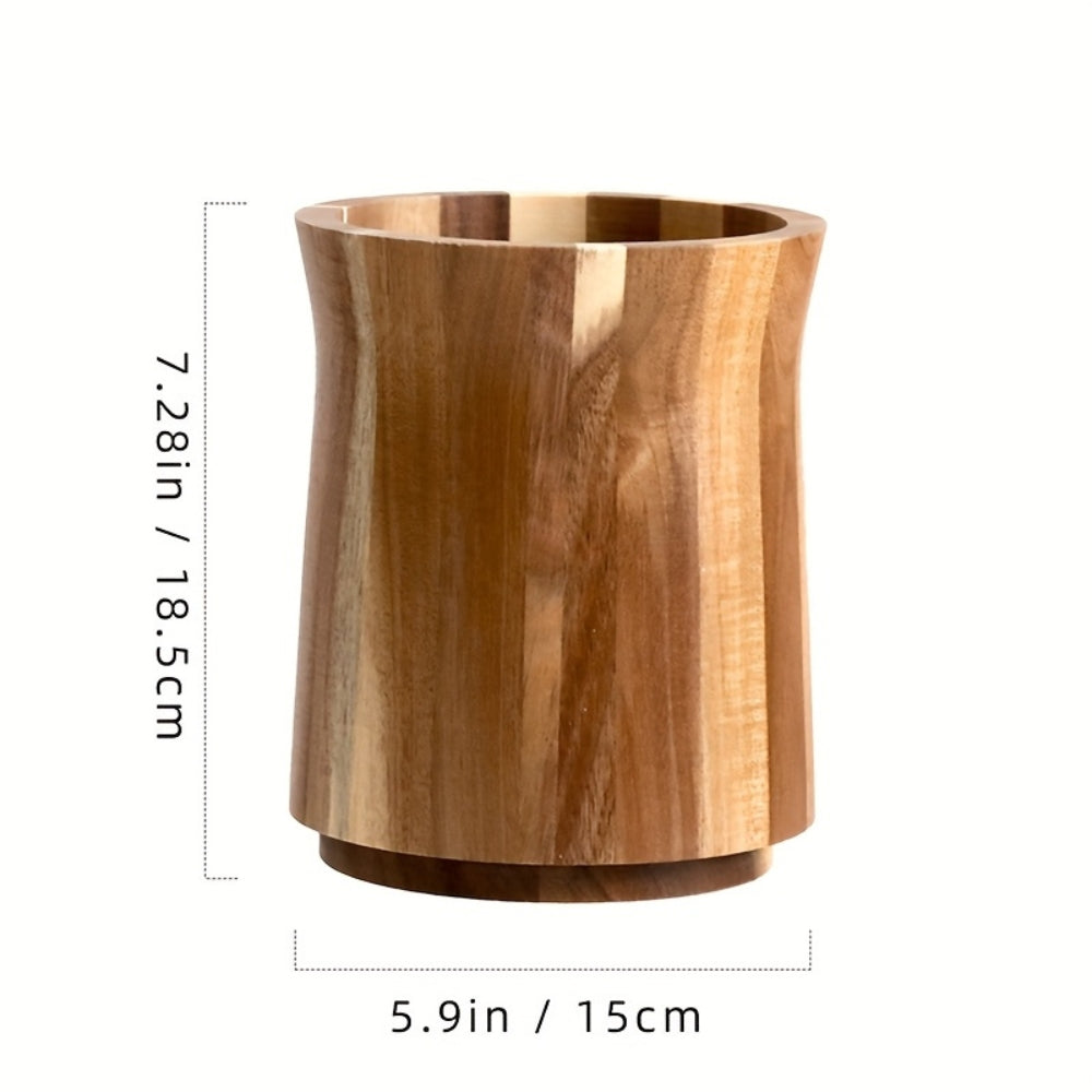 Chic Rotating Kitchen Utensil Organizer in Acacia Wood