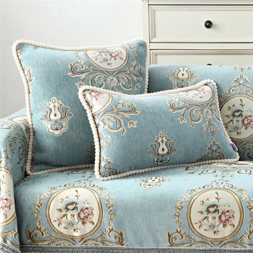 Sophisticated Chenille Cushion Cover with Beaded Trim