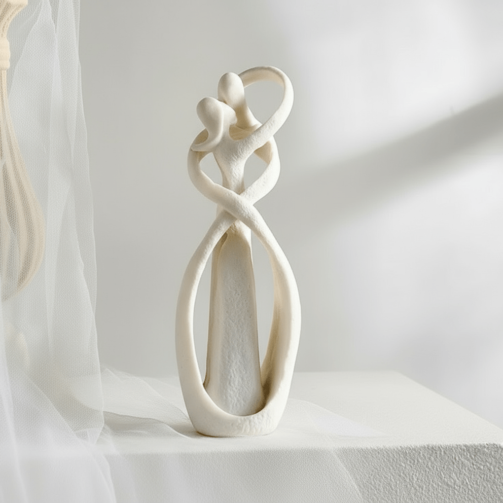 Abstract Love Symbol Sculpture – Timeless Decor for Eternal Embrace