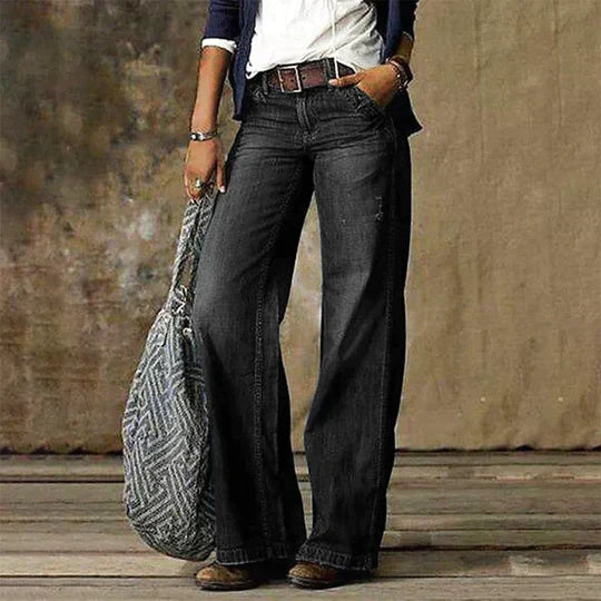 High-Waisted Wide Leg Vintage Denim Jeans