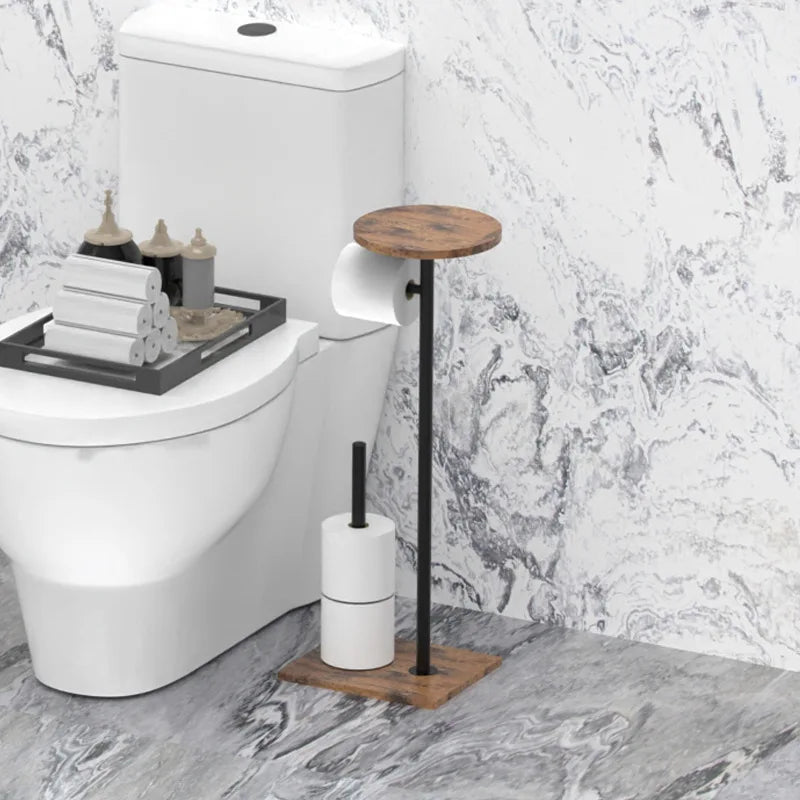 Free-Standing Toilet Paper Holder with Handy Storage