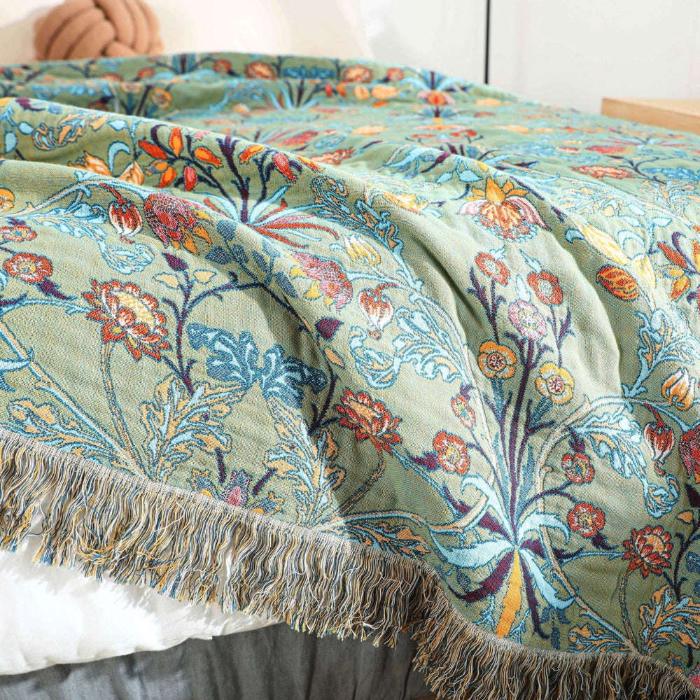 Botanical Bliss Reversible Cotton Throw Blanket