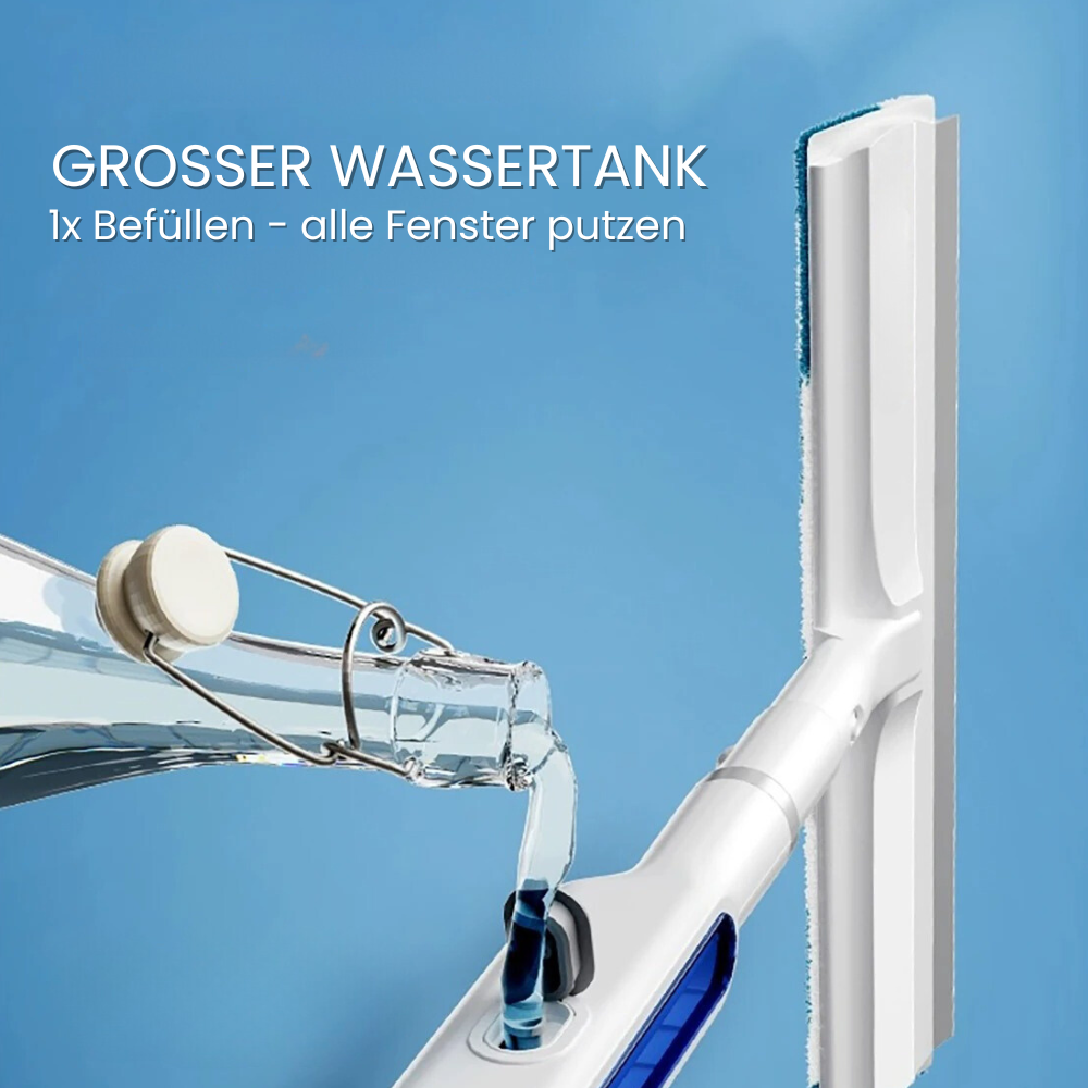 Telescopic Handle Window Cleaner with Spray Function - 3-in-1 Rotating Tool