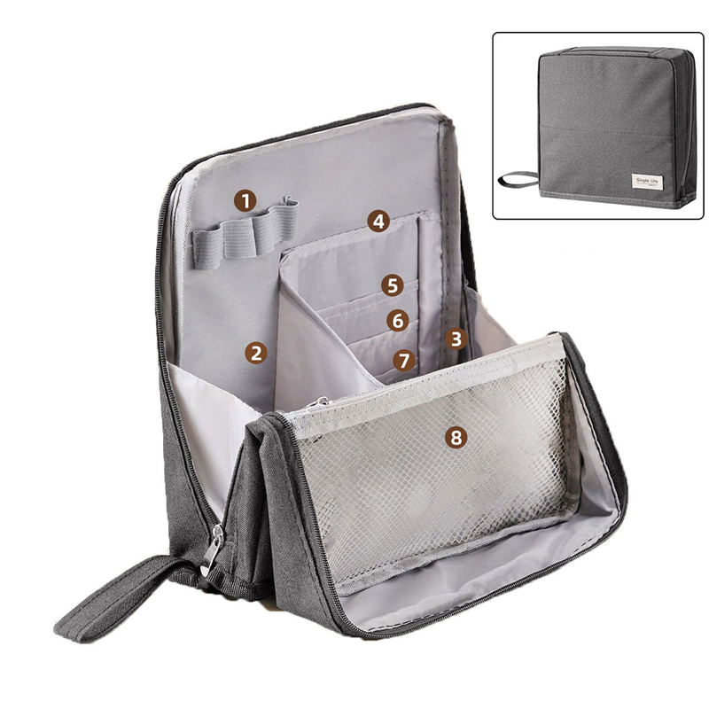 Compact Travel Makeup Organizer with Brush Holder | Waterproof & Leakproof