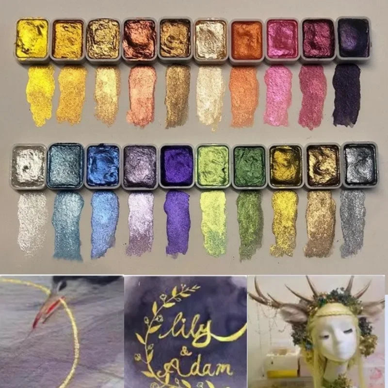 LumiPearl Shimmer Pigments | 10 or 20 Colors | Concentrated Mineral Powder | Watercolor & Art Paints | Intense Pearl Finish
