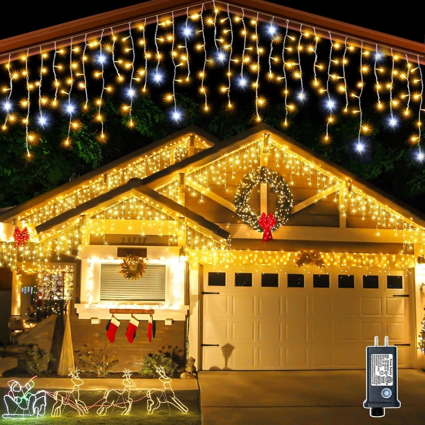 WinterGlow LED Christmas Curtain – Weatherproof Warm White Light Display