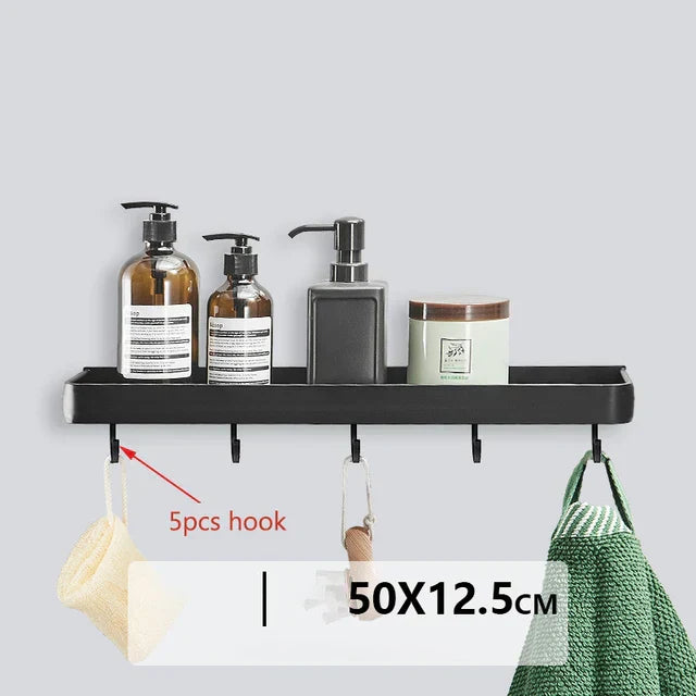 Corner Shelf in Black Aluminum – No-Drill Installation