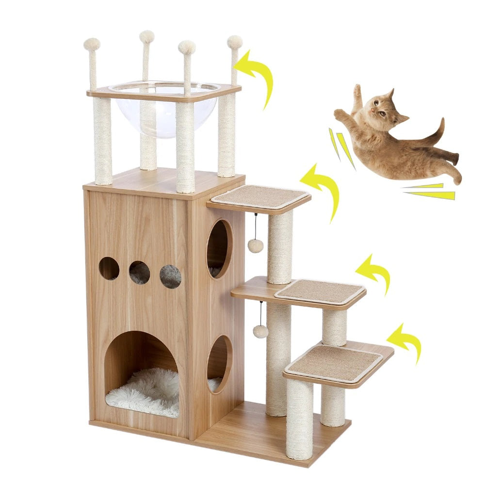 Wooden Cat Condo Tower for Pets - Tree House Design