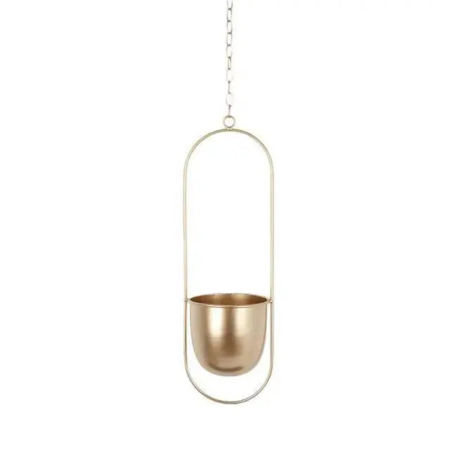 Stylish Hanging Metal Planter with Chain in Two Shapes