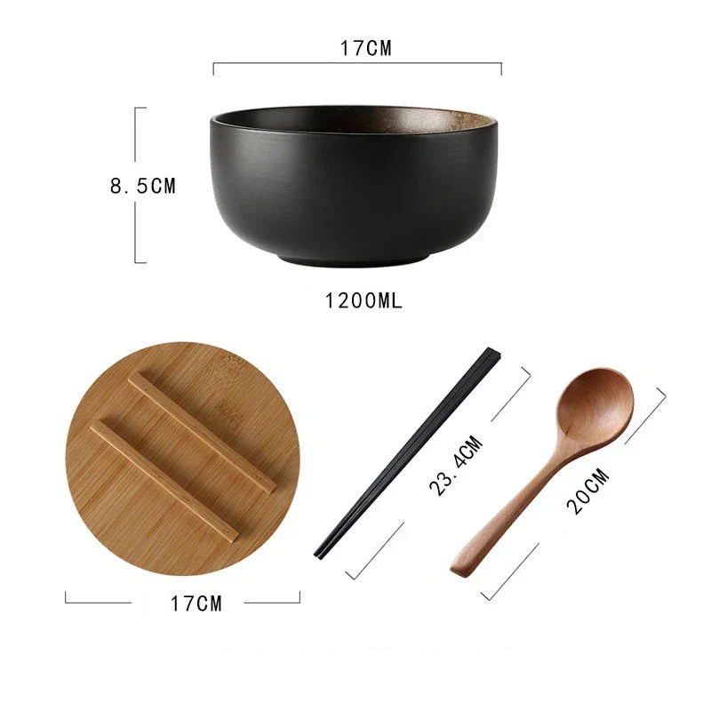 4-Piece Soup Bowl Set in Red Ceramic for Dining