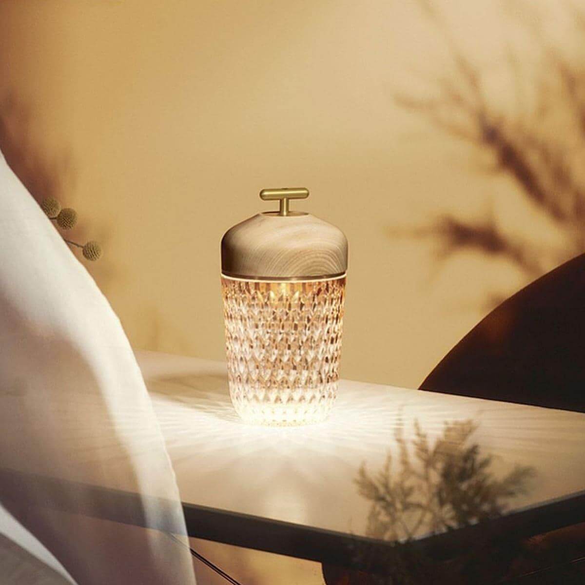 Portable Ambient Table Lamp with Crystal Design