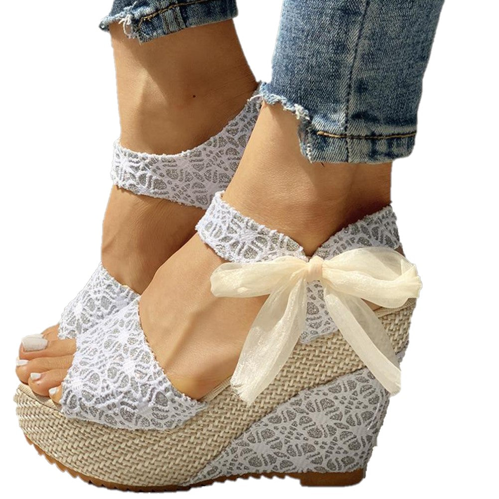 Ankle Strap Wedge Sandals for Women - Open Toe Design