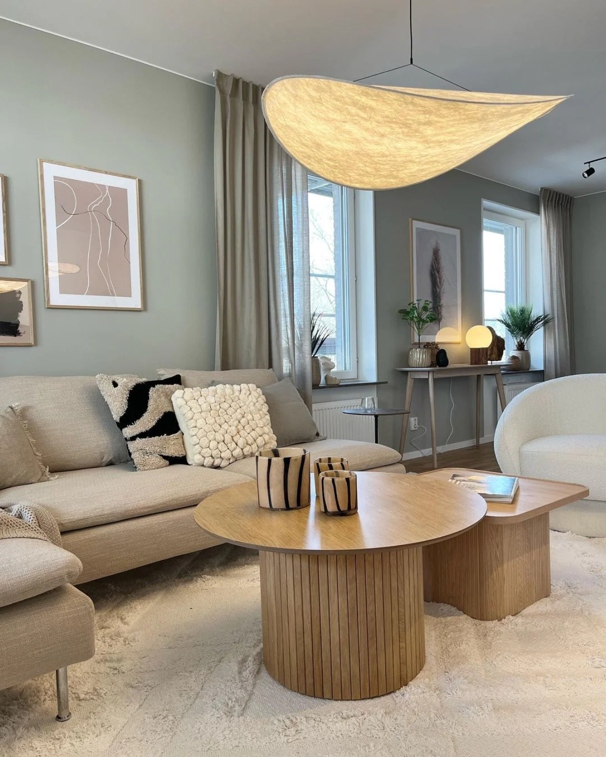 Floating Pendant Light with Japandi Design Aesthetic