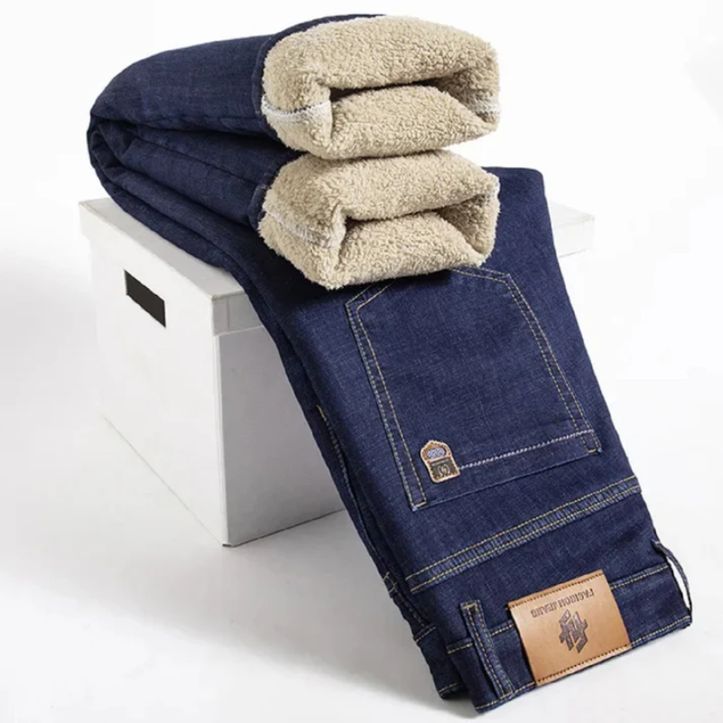 Fleece-Lined Winter Jeans for Men – Warm and Comfortable
