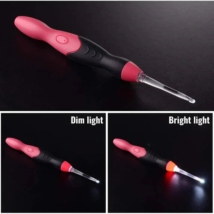 Illuminated Crochet Hook Set | Light-Up Tip | Interchangeable Heads