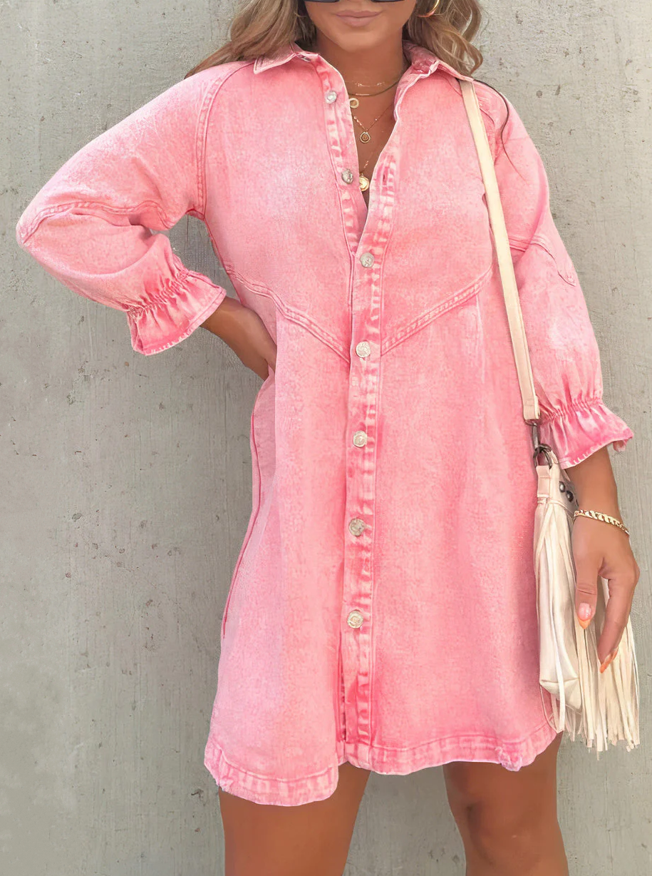 Chic Denim Dress with Long Sleeves