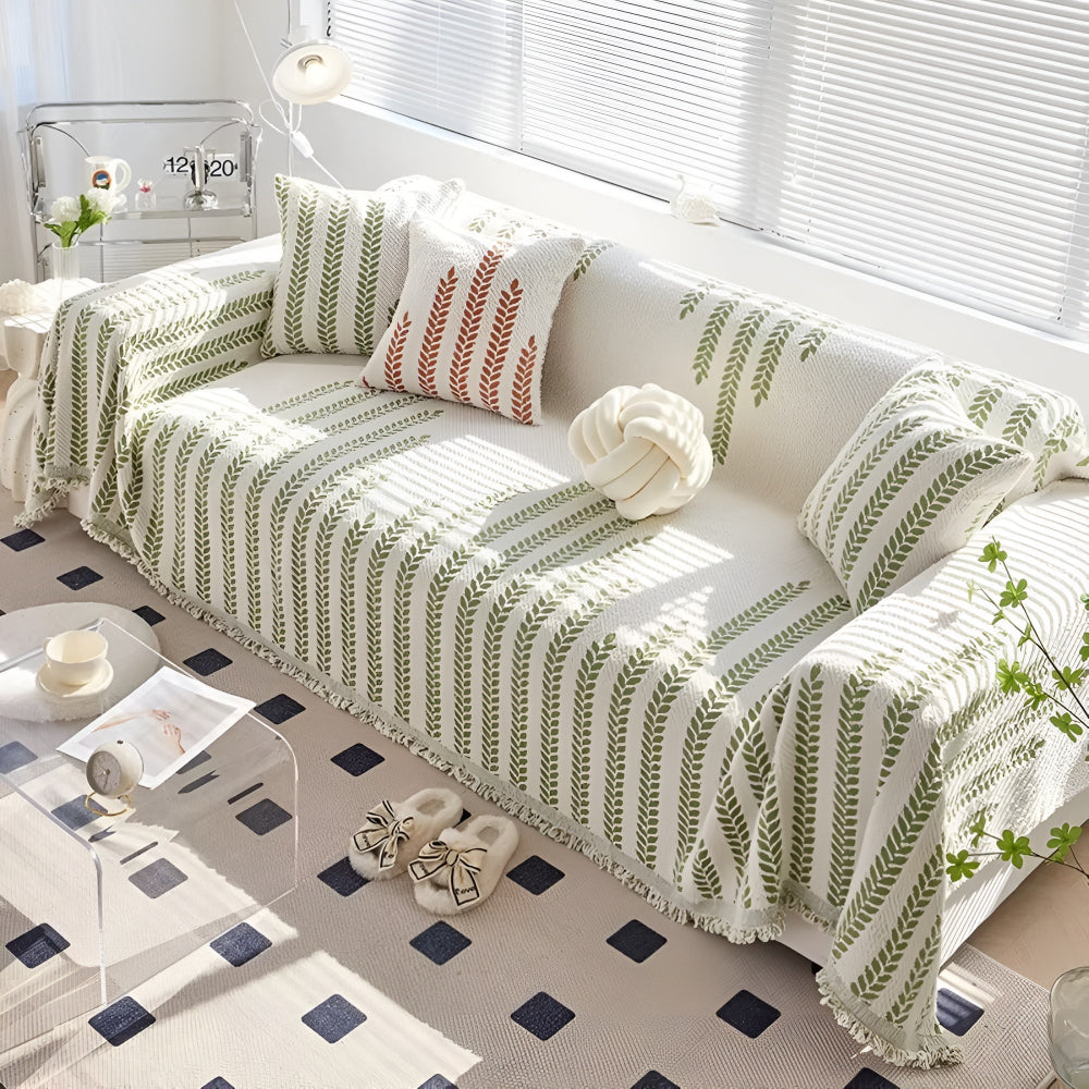 Chic Leaf-Patterned Sofa Protector Cover