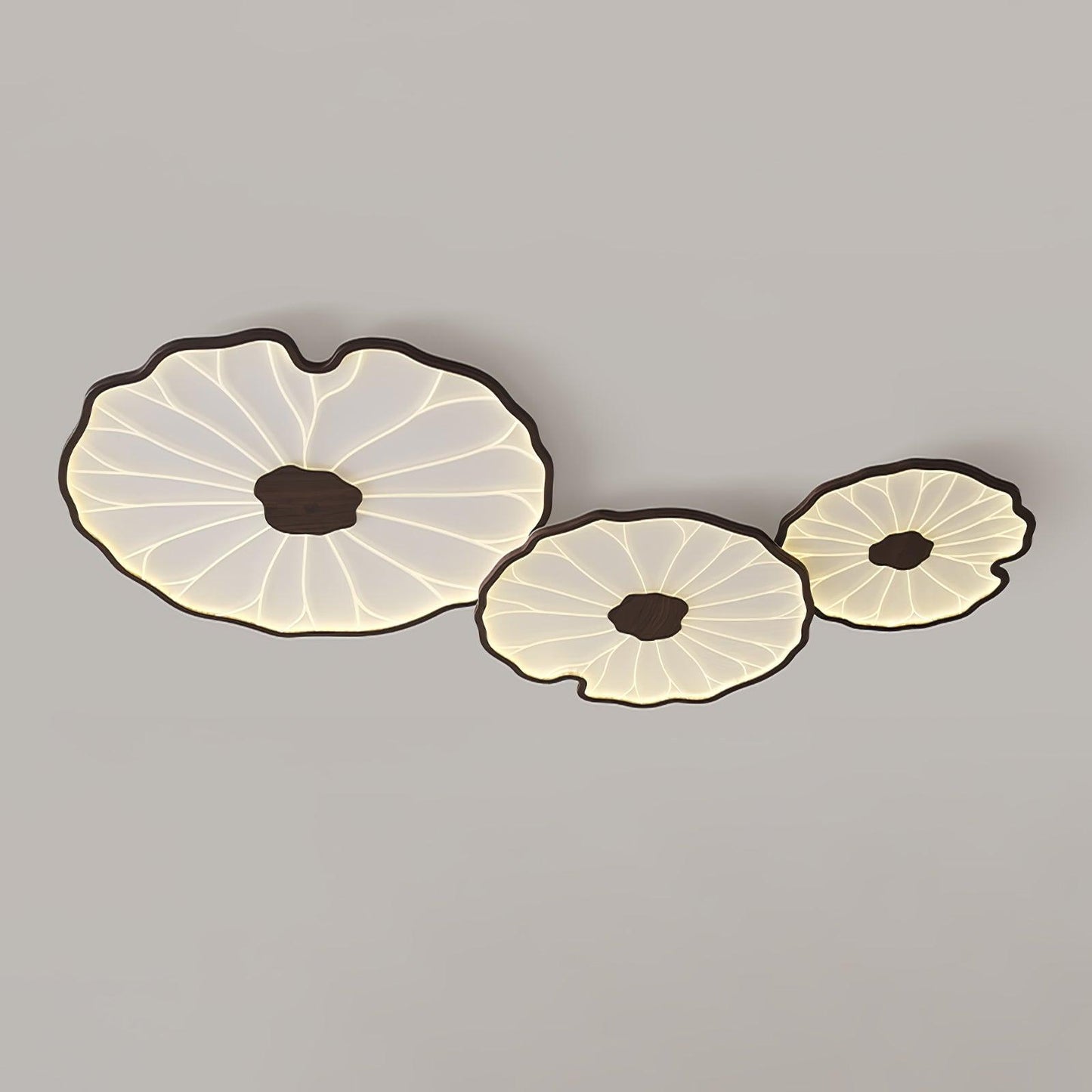 Leaf Design LED Ceiling Light Fixture - Flush Mount Wooden Lamp