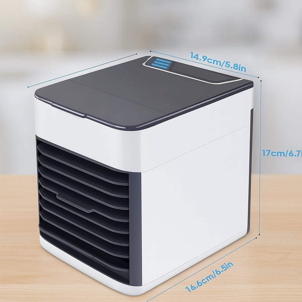 Mini USB Air Cooler with 3-in-1 Functionality and LED - Portable Unit