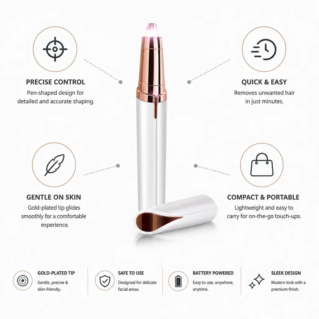 Gold-Tipped Precision Eyebrow Grooming Tool