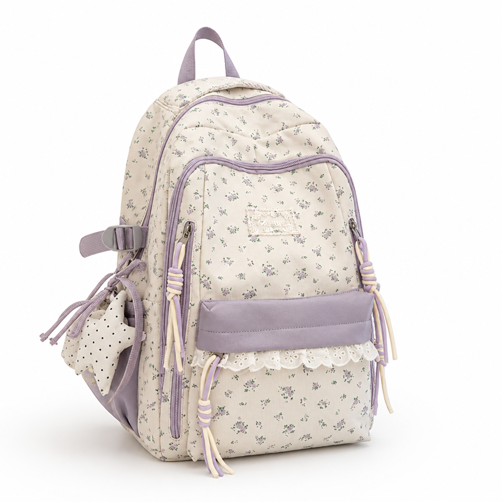 Sleek and Stylish Floral Design Backpack for School