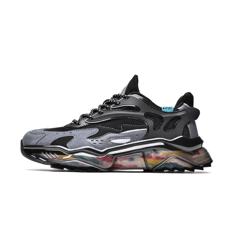 Men's Sneakers with Mesh Design and Script Detail