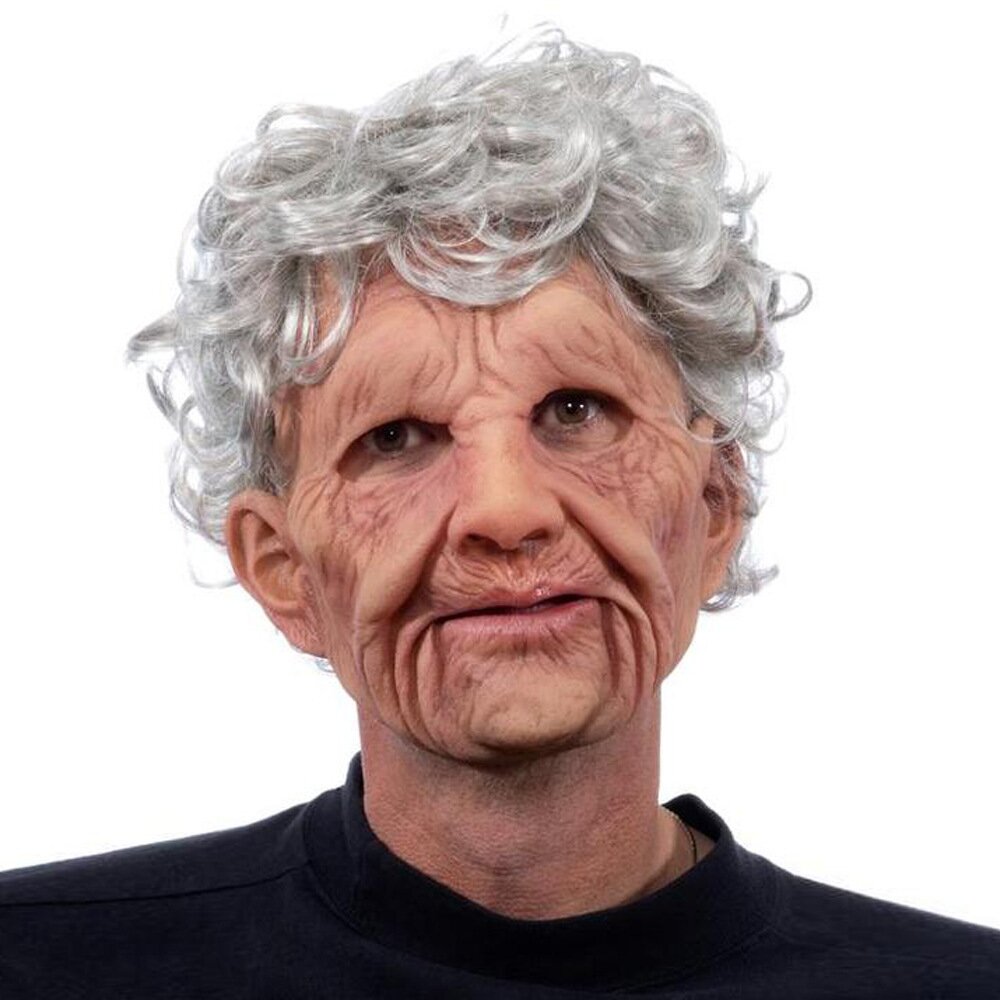 Scary Latex Costume Accessory – Realistic Old Man Mask for Halloween