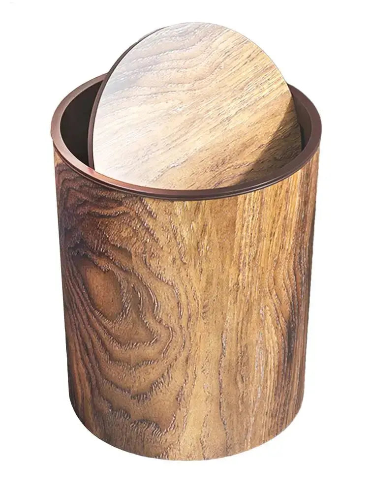 Sleek Waste Bin with Gentle Swing Lid | Natural Wood Finish