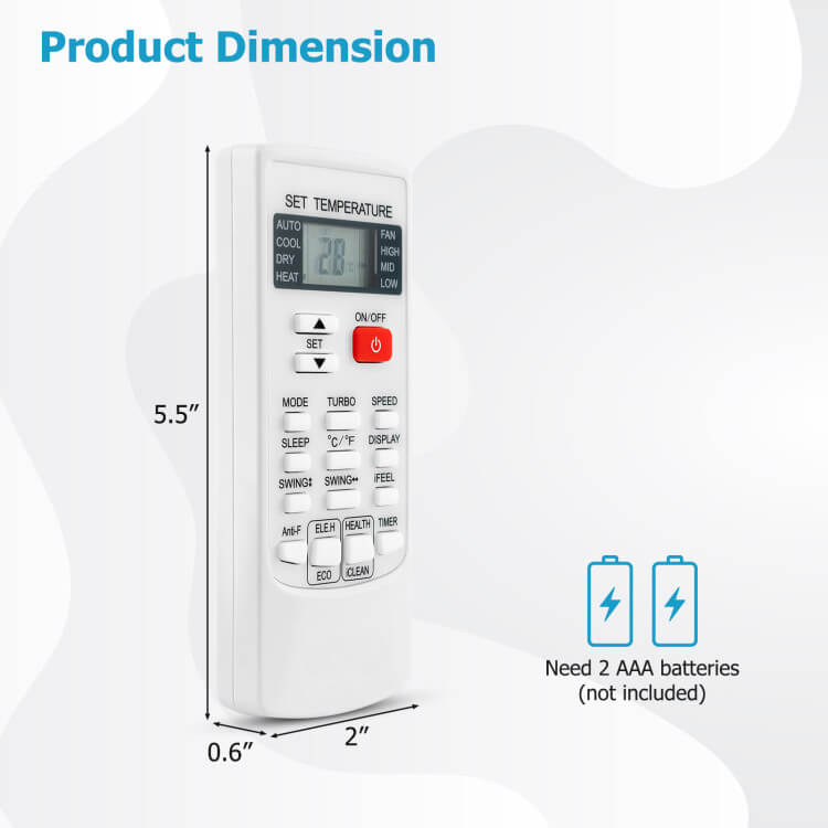 Universal Remote for Air Conditioners – Compatible with Various Brands & 4 Modes