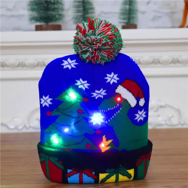 Festive Glow Knit Beanie with LED Lights