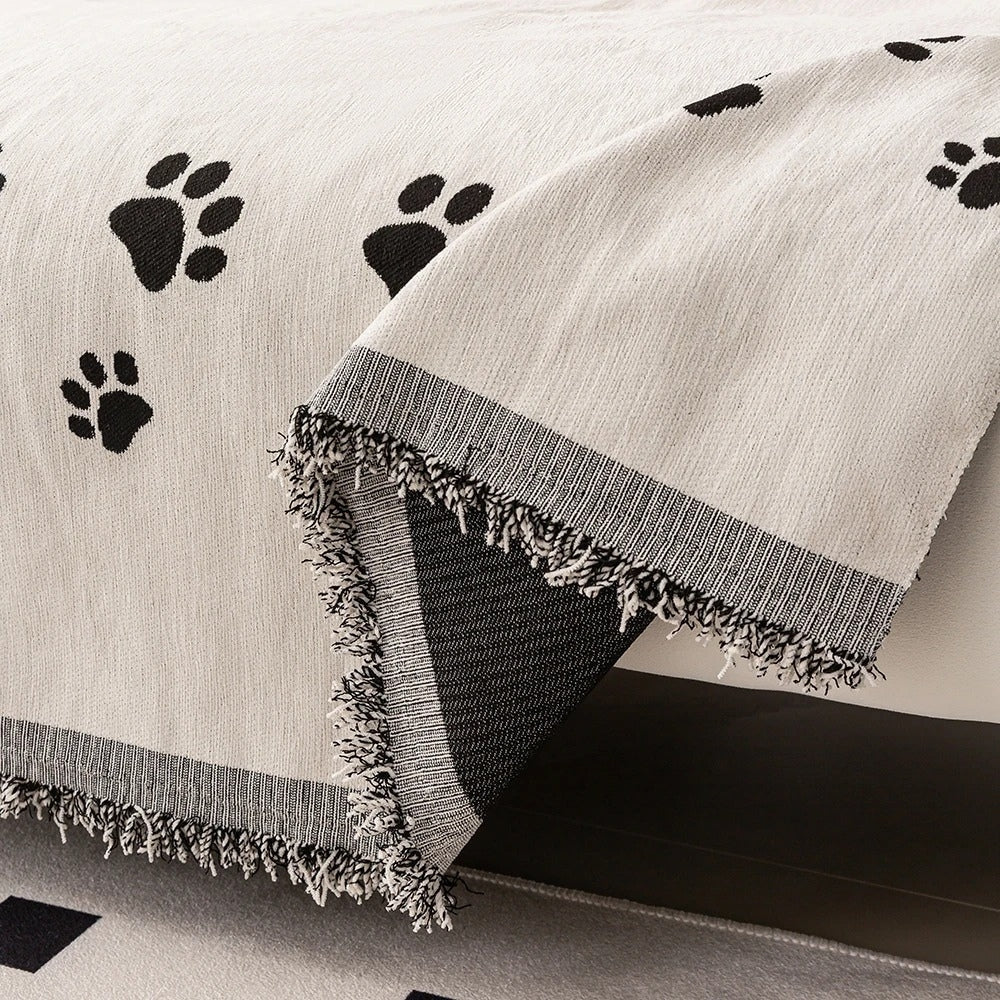 Whimsical Cat Paw Sofa Protector with Elegant Tassels