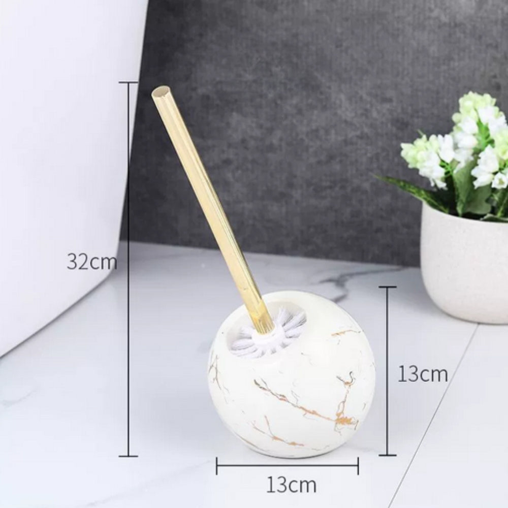 Elegant Marble-Inspired Toilet Brush with Golden Accents