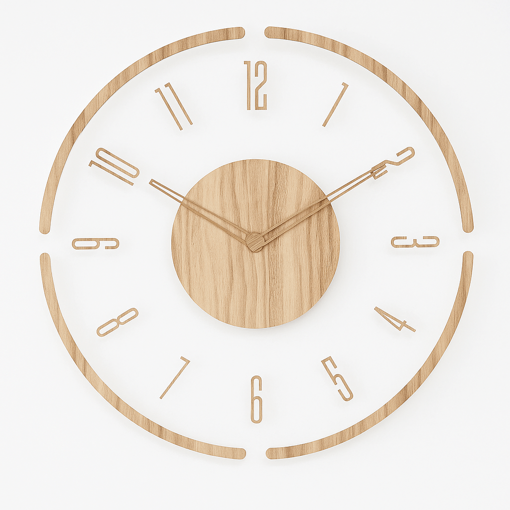 Silent Quartz Movement Wall Clock in Natural Wood for Contemporary Spaces
